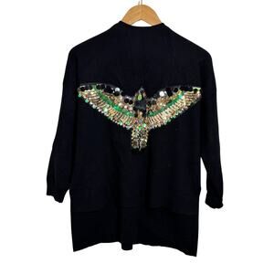 Forever Unique Eagle Embellished Sequin Sweater Women (1) US4 Black Festive